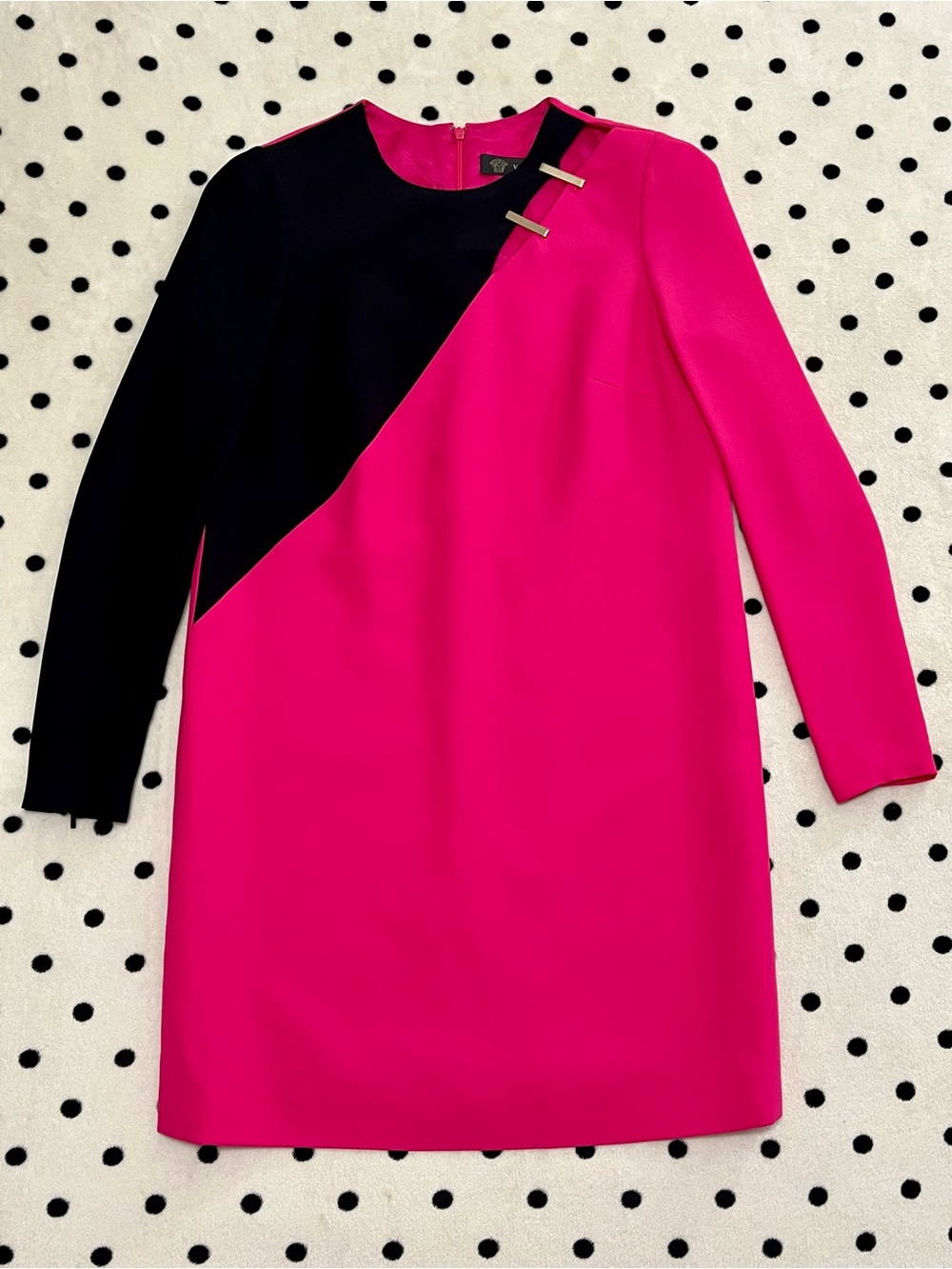 Authentic Versace Silk Crepe Colorblock Dress Size 6